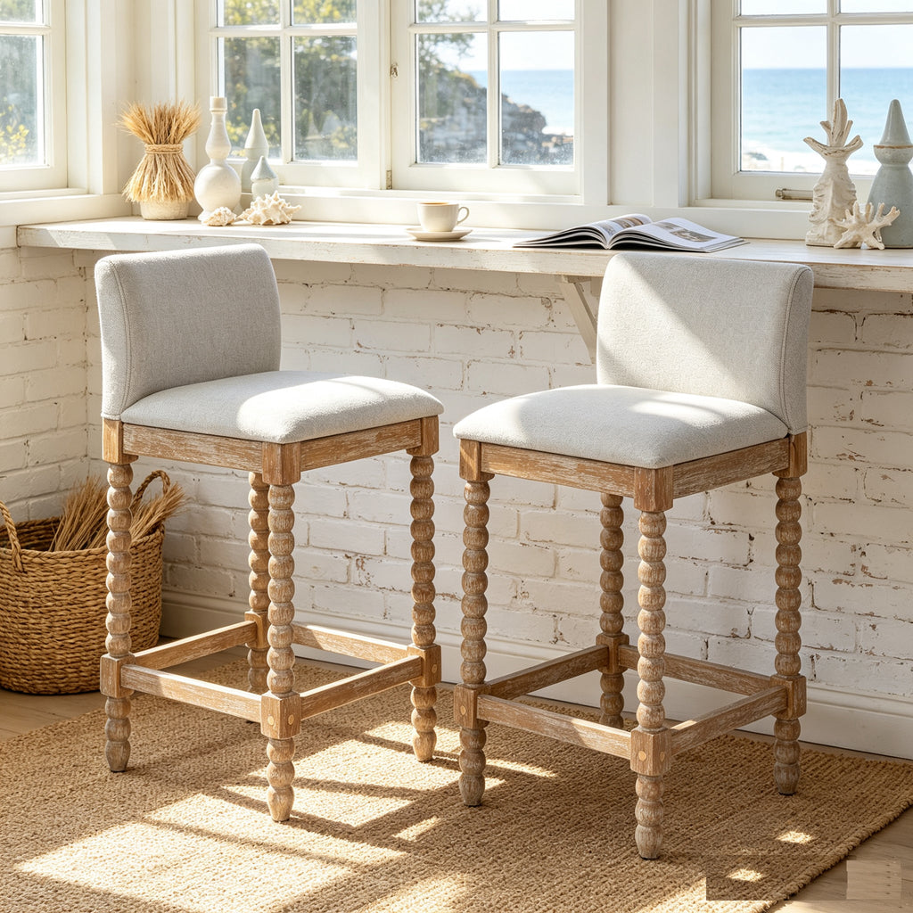 Farmhouse Coastal Counter Stools Set of 2