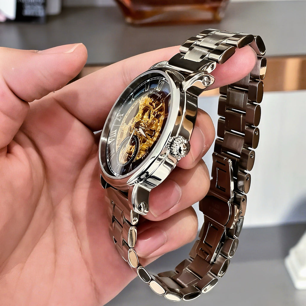 VAN GOGH Starry Night Series Blue Dial Skeleton Mechanical Movement Watch Daily Waterproof Starry Night