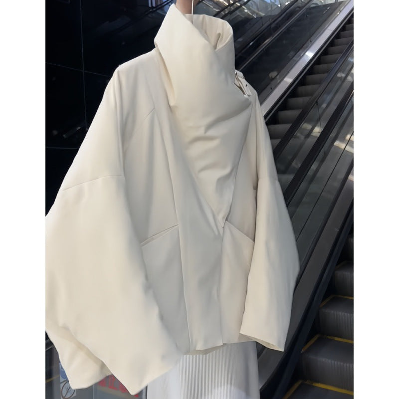 Womens Short, Large Lapel Cotton Coat Warm Outerwear