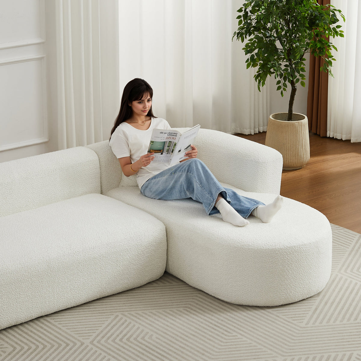 109.4" Modular Sectional Sofa in Beige