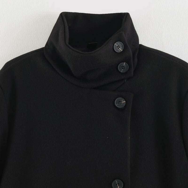 Womens Loose-fitting Stand-collar Thick Woolen Short Coat