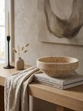 Cement Ribbed Decorative Bowl