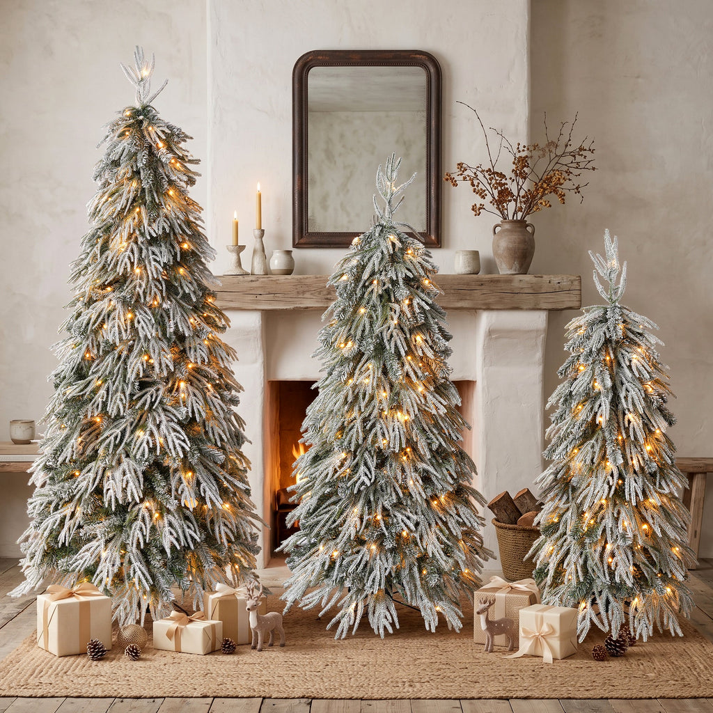 Snowy Cascading Christmas Trees 3-Piece Set