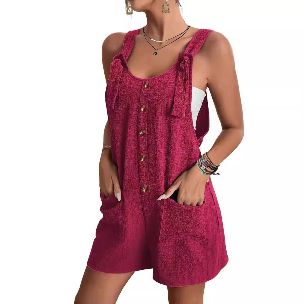 Casual And Stylish Strap Shorts Jumpsuit