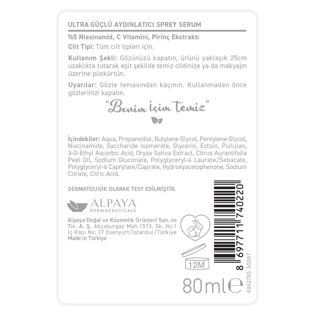 Herbaderm Ultra Brightening Spray Serum for Radiant Skin 80 ml