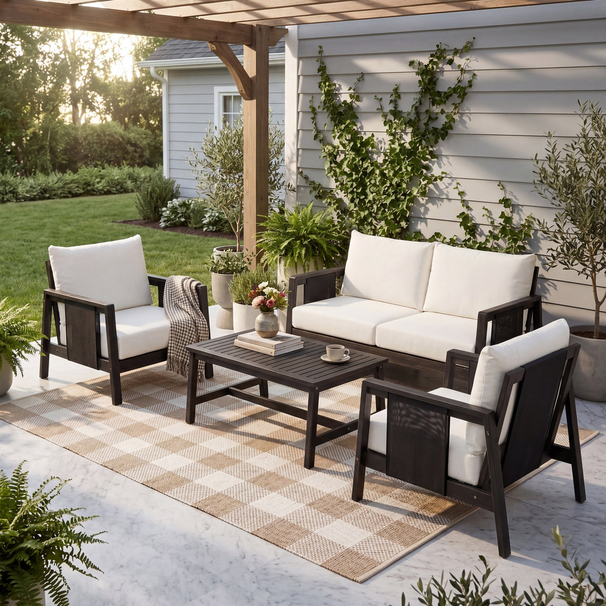 4-Piece Outdoor Sofa Set with Cushions