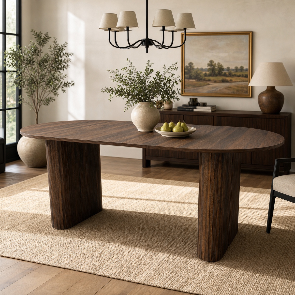 70.8" Oval Kitchen Dining Table in Walnut