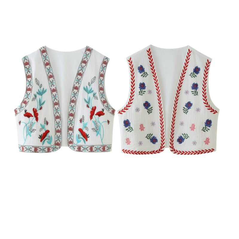 Retro Style Embroidered Vest Top