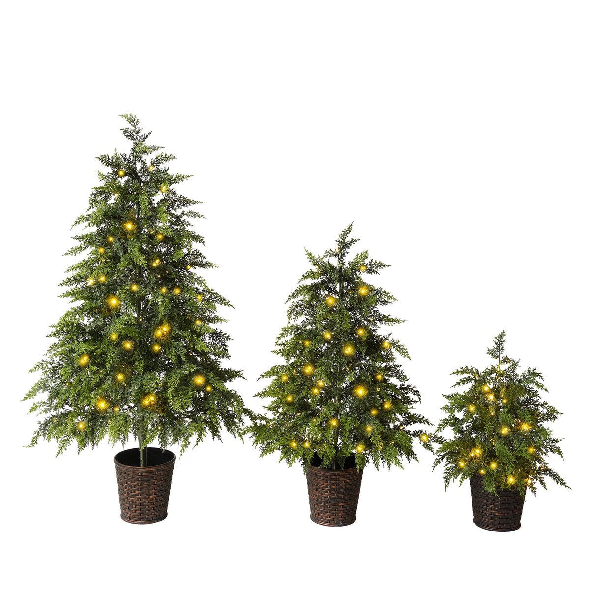 3-Piece Pre-Lit Christmas Tree Set