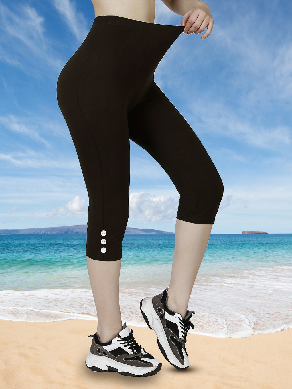 Women High Waisted Capri Leggings, Buttery Soft Yoga Pants, 4-Way Stretch Workout Athletic Cropped Pants For Daily Gym Fitness