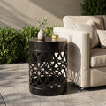 Modern Outdoor Metal End Table with Iron Cut Design