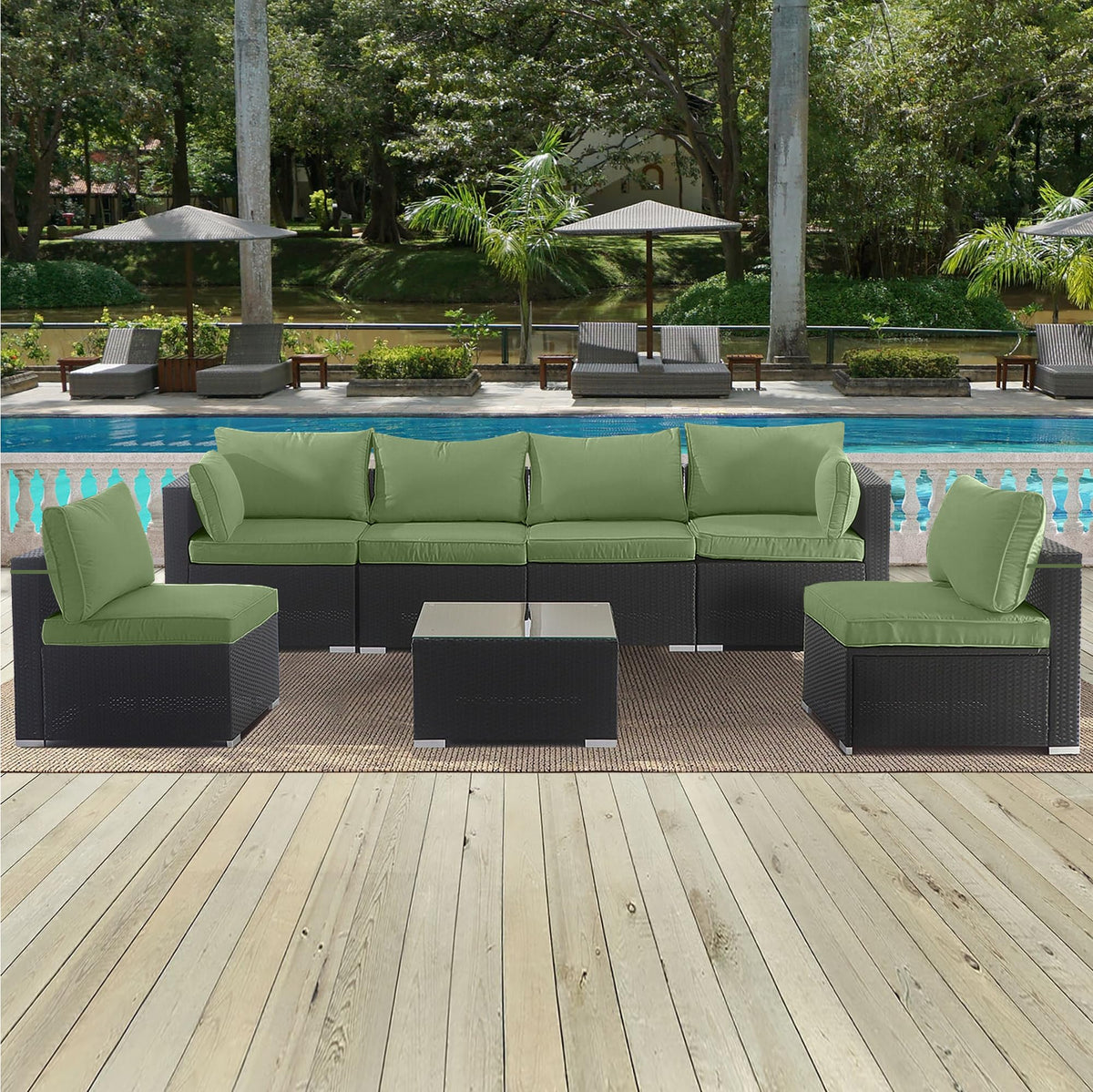 Cushion Covers for 7 Pcs Wicker Rattan Sectional Sofa