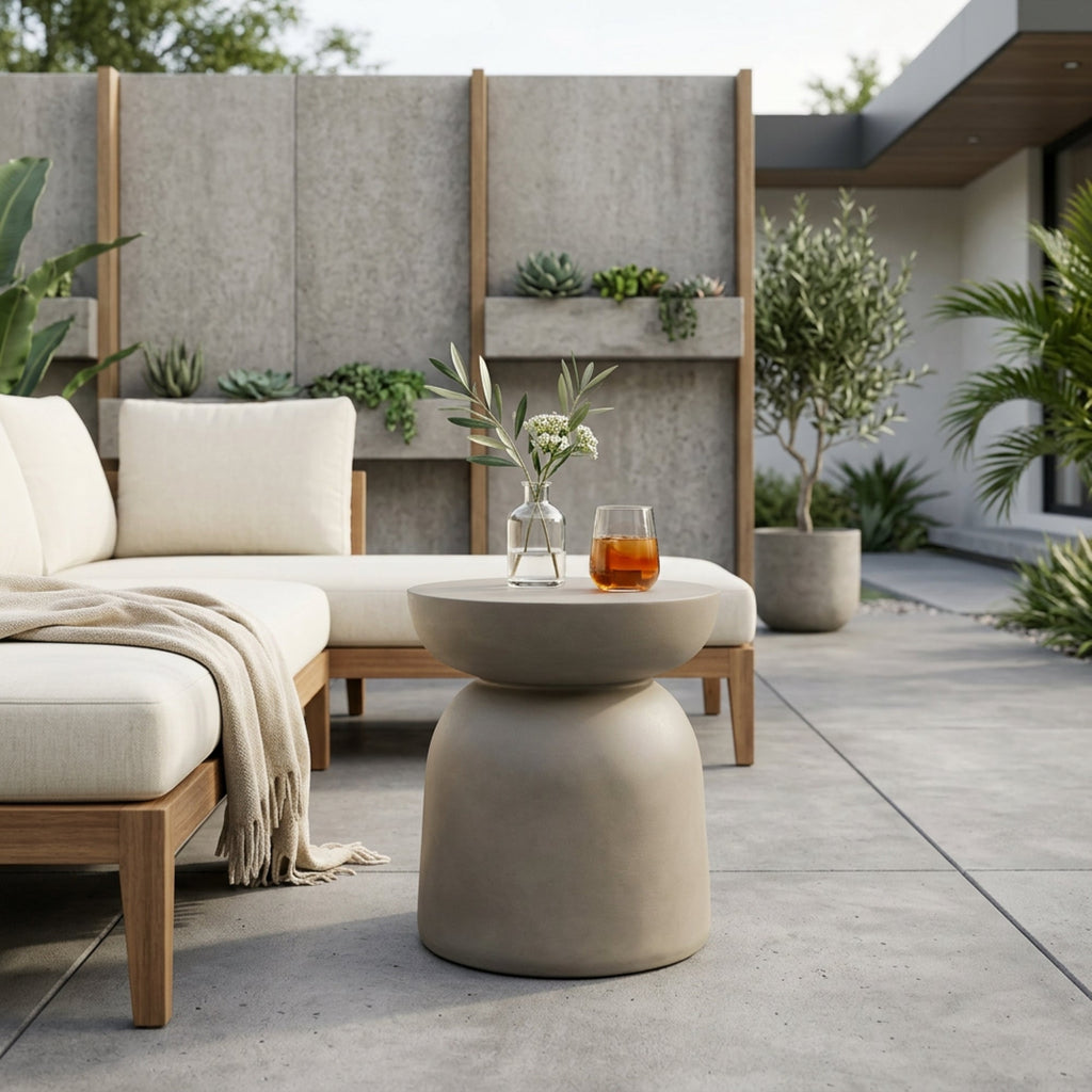 Outdoor Round Top MGO Drum Side Table