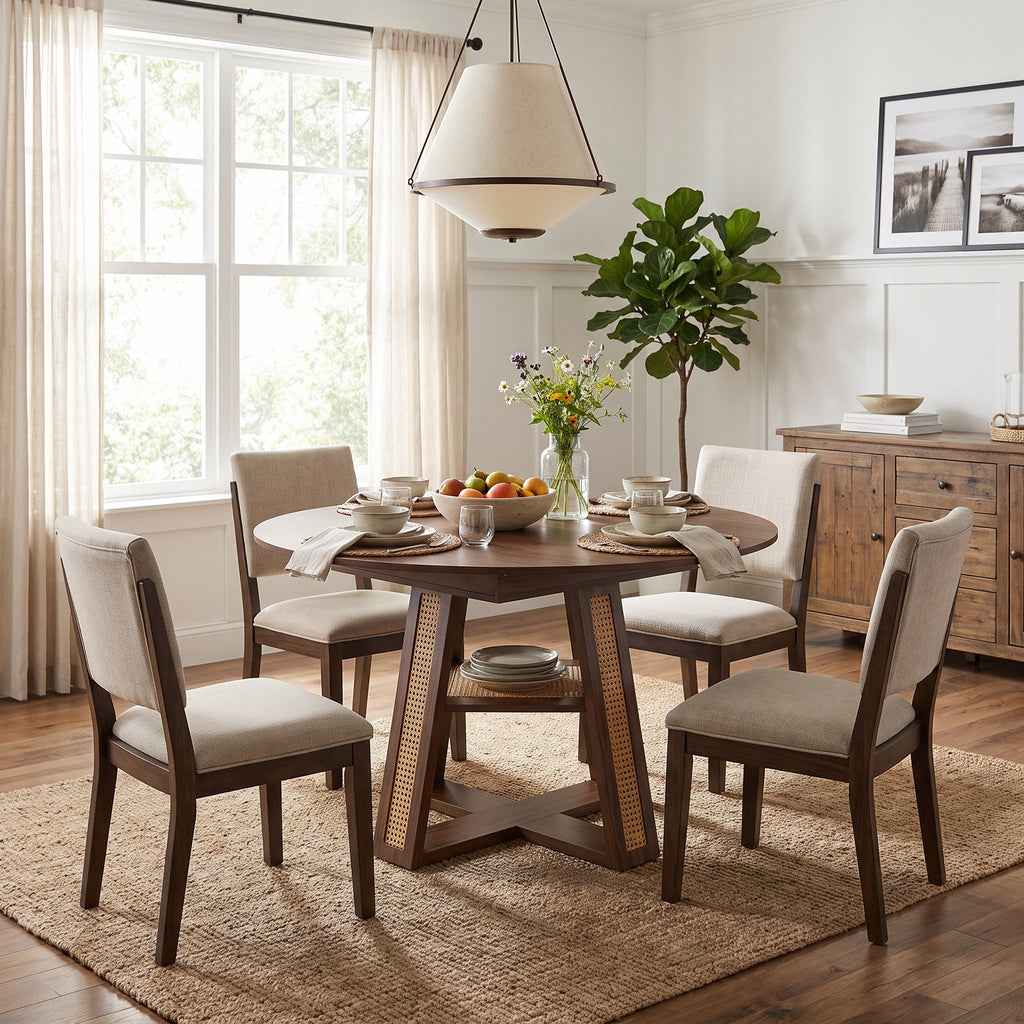 43.3"-59.05" Extendable Round Dining Table for 4-6