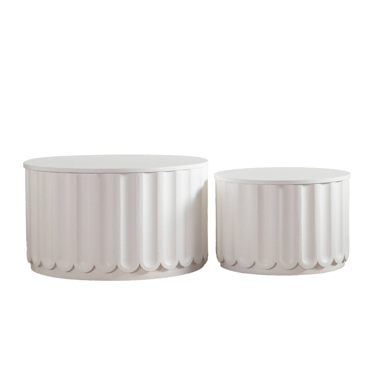 White Round Storage Table Set
