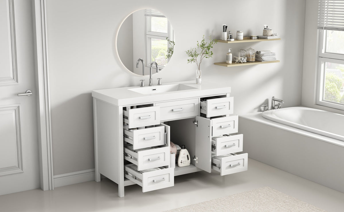 48" Bathroom Vanity with Sink, 2 Doors and 8 Drawers