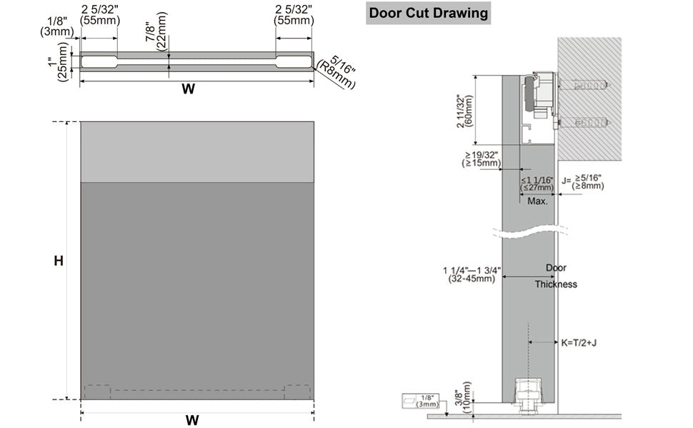 DIYHD 34-Inch Concealed Barn Door Hardware Kit with Soft Close