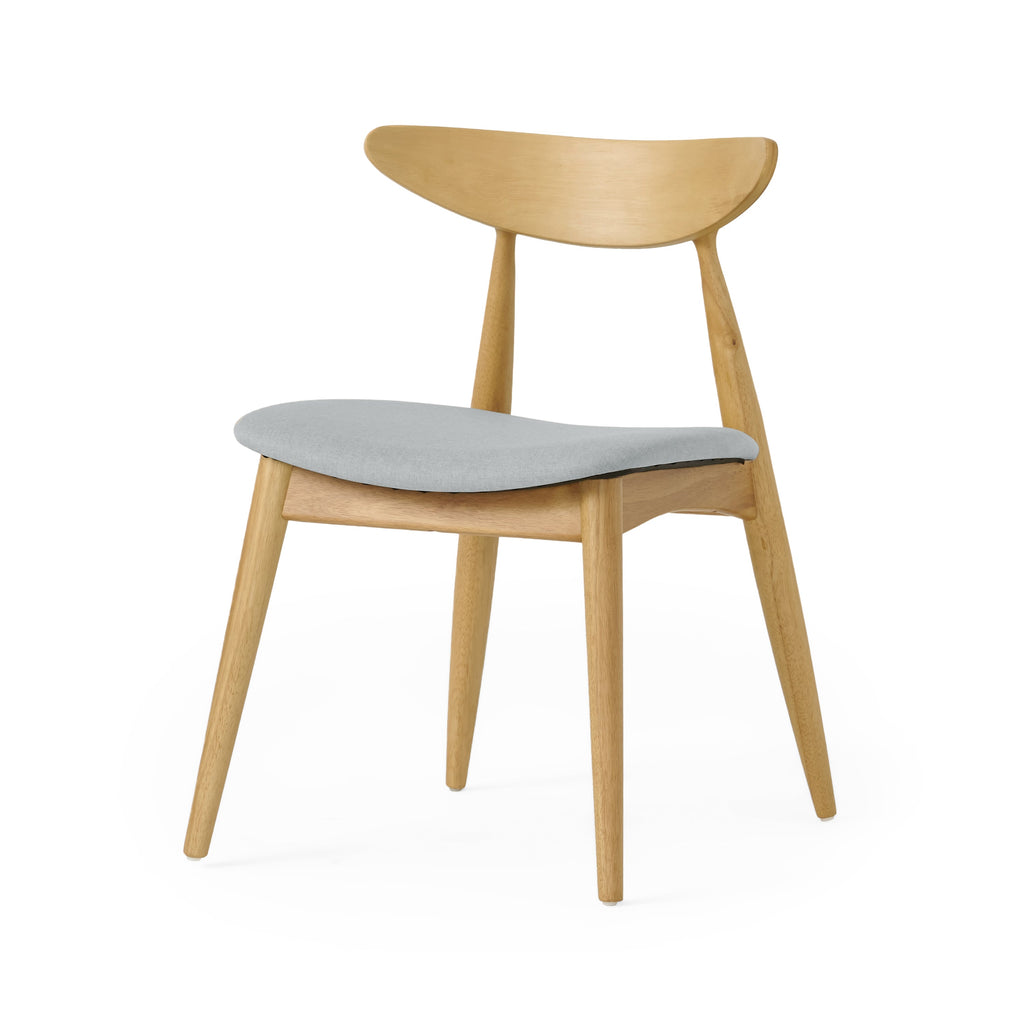 Set of 2 Retro Rubberwood Chairs with Ergonomic Back & Plush Cushions
