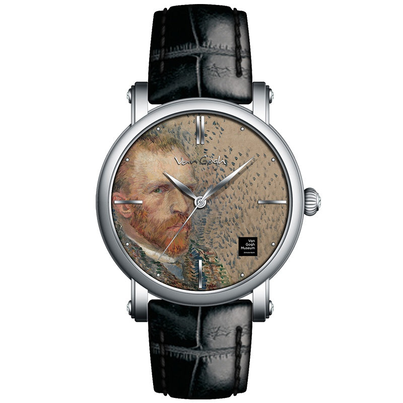 Van Gogh 3D Oil Painting Surface Steel Strap Self-portrait Quartz Wrist Men's Watch