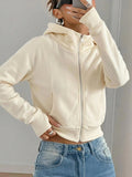 Solid-color Cropped Hooded Sweatshirt For Women