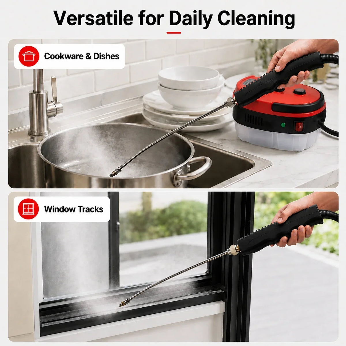High-Pressure Steam Cleaner, 105°C, 3 Bar, 6 Steam Levels