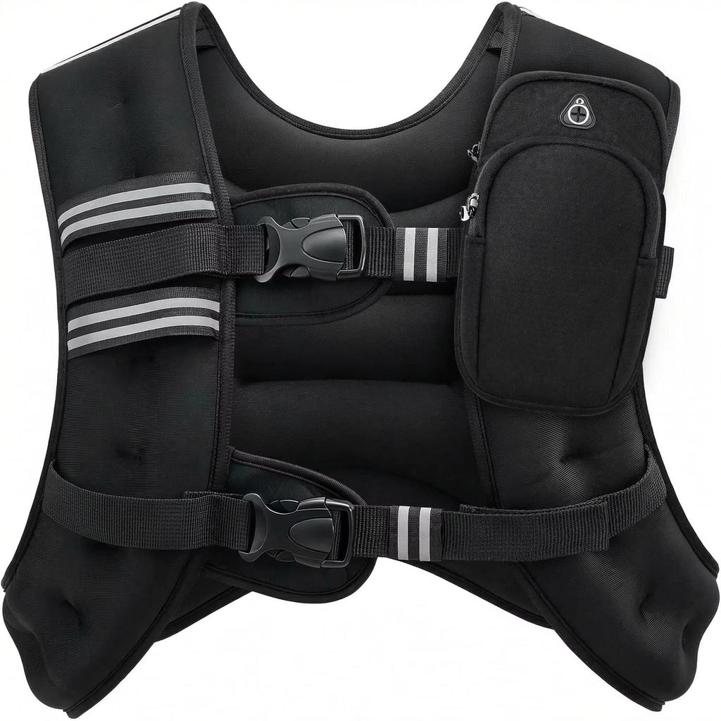 12lb Adjustable Weighted Vest - Oxford & Neoprene, Reflective Stripe, Unisex Fitness Training Vest