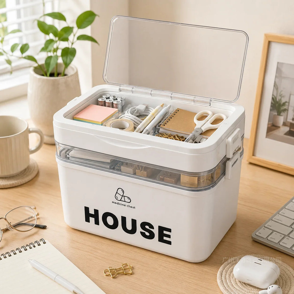 Multi-Tier First Aid and Small-Item Storage Box, 2 to 5 Layers
