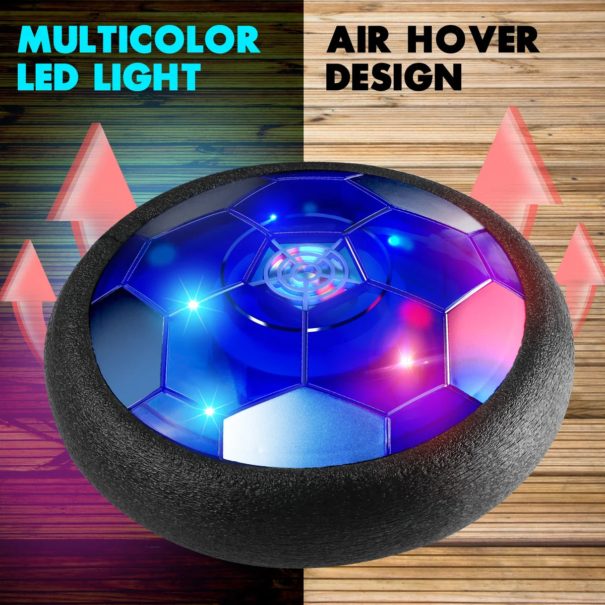MQUDUO Indoor Hover Soccer Toy Gift Set, LED Air Football with Goal Nets, Family Sports Game for Boys Girls