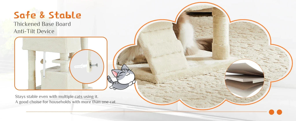 JHK 54-Inch Multi-Level Cat Tree with Sisal Scratch Posts
