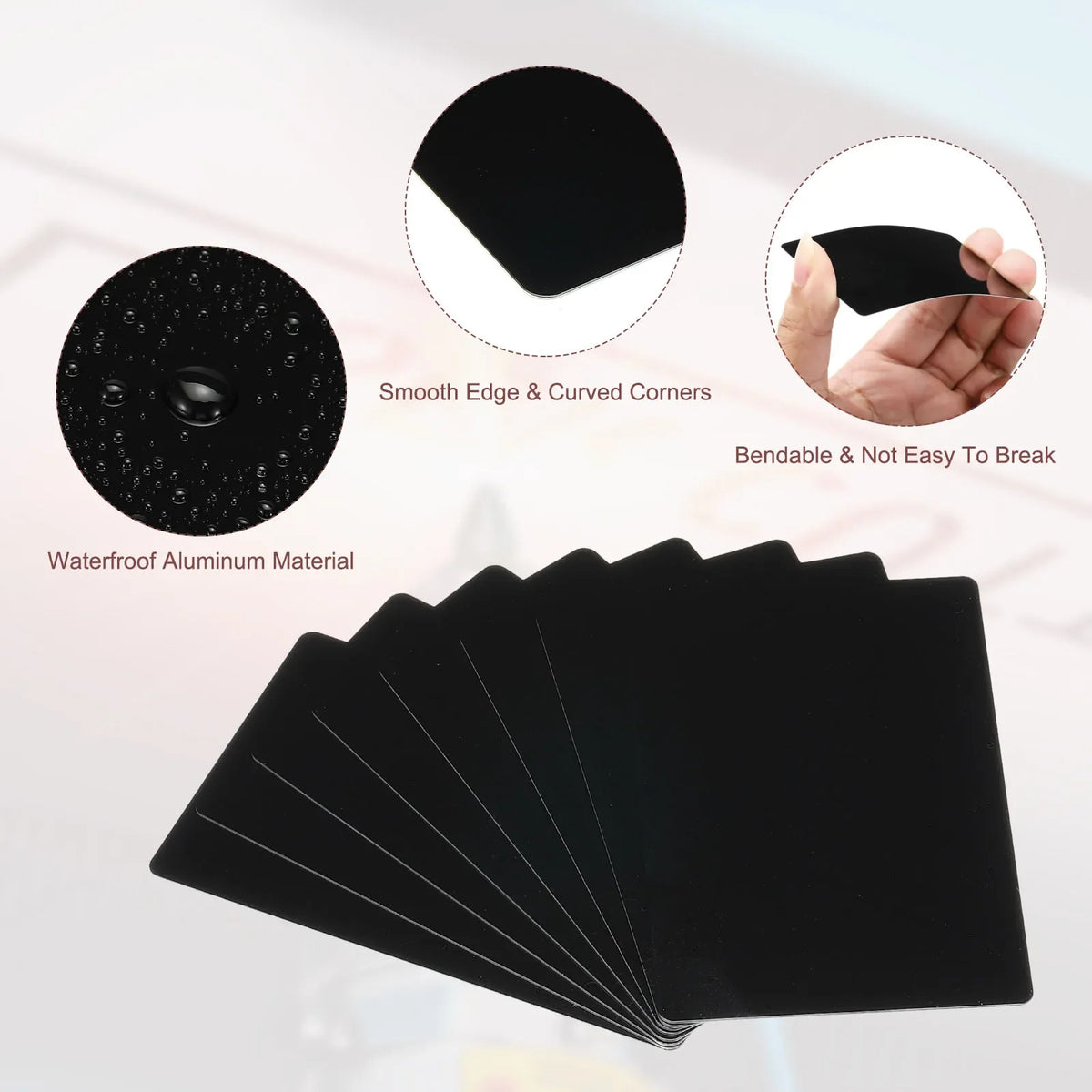 100/200/300Pcs Blank Metal Business Cards 0.21mm Thick 3.4x2.1 Inch Aluminum Laser Engrave Printable Name Card for Custom DIY