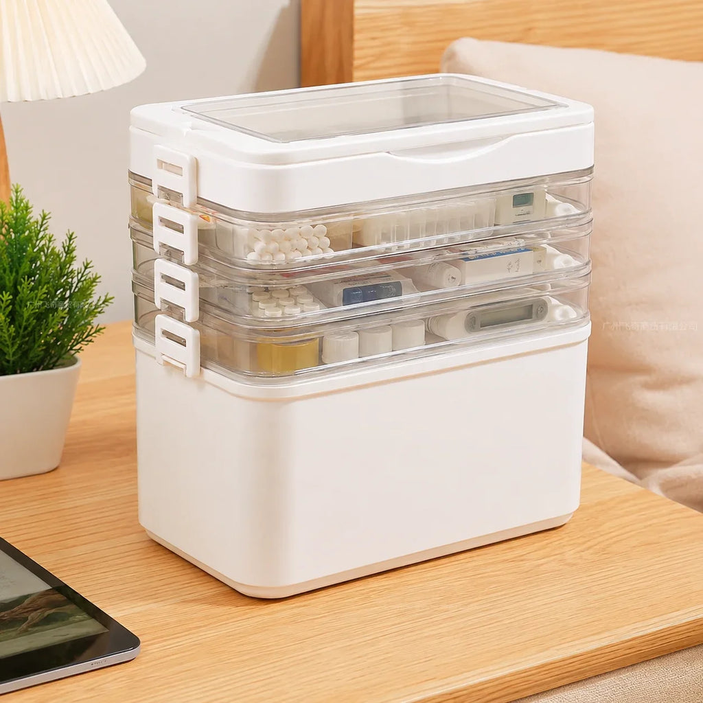 Multi-Tier First Aid and Small-Item Storage Box, 2 to 5 Layers