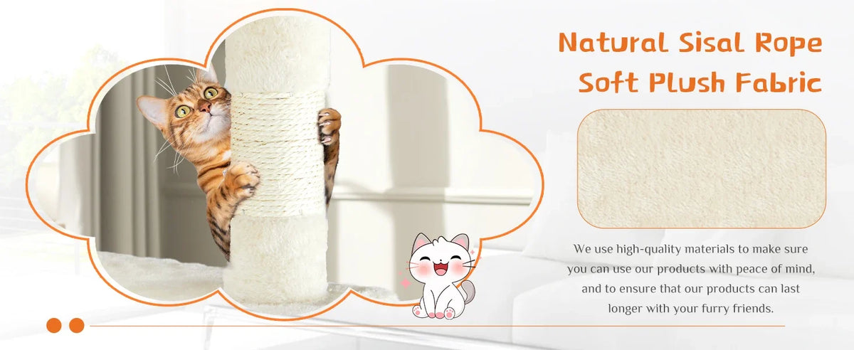 JHK 54-Inch Multi-Level Cat Tree with Sisal Scratch Posts
