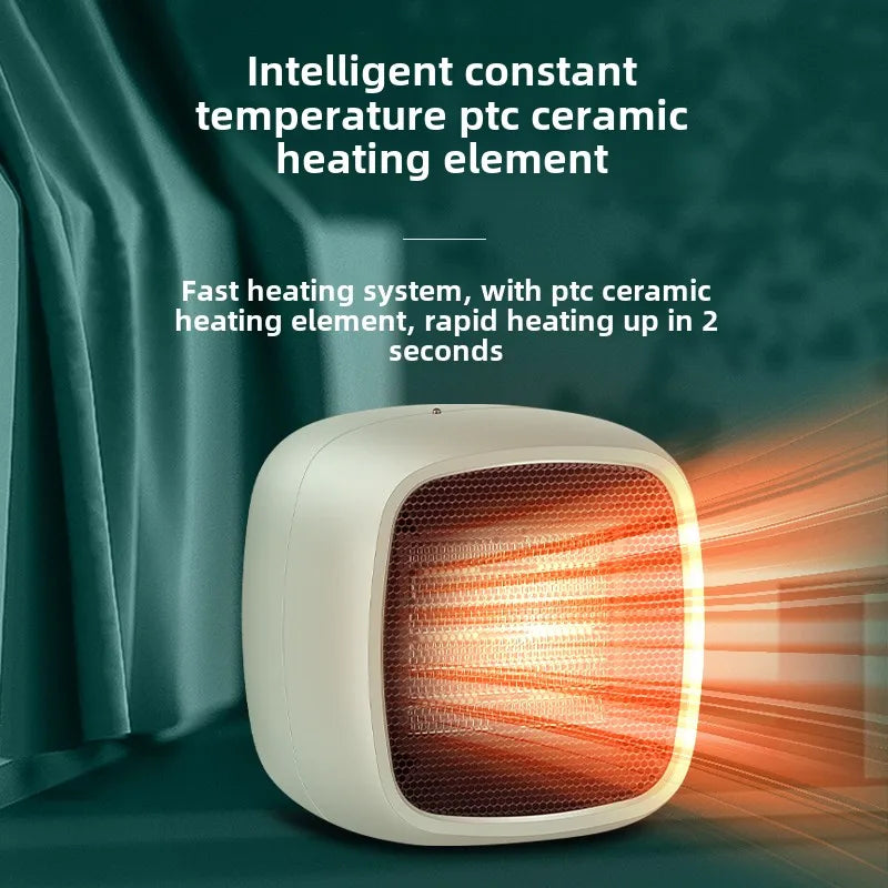 Compact Space Heater, 2 Seconds Fast Heating, Portable Electroceramic PTC Heater, Silent Operation with Overheating and Tipping Off Protection, Indoor Office, Bedroom, Small Living Room or Desktop Use, Mini Portable Heater