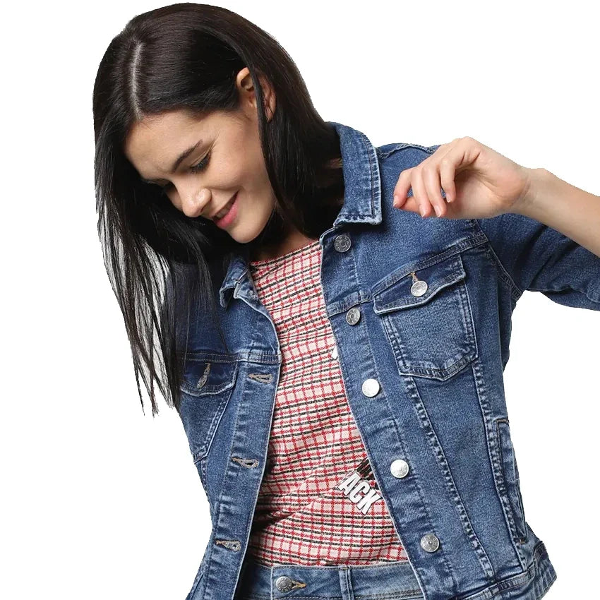Denim Jackets Hot Selling Women's Slim Fit Washed Turn Down Collar Comfort Fit Vintage Wear High Street Wear OEM Denim Jacket