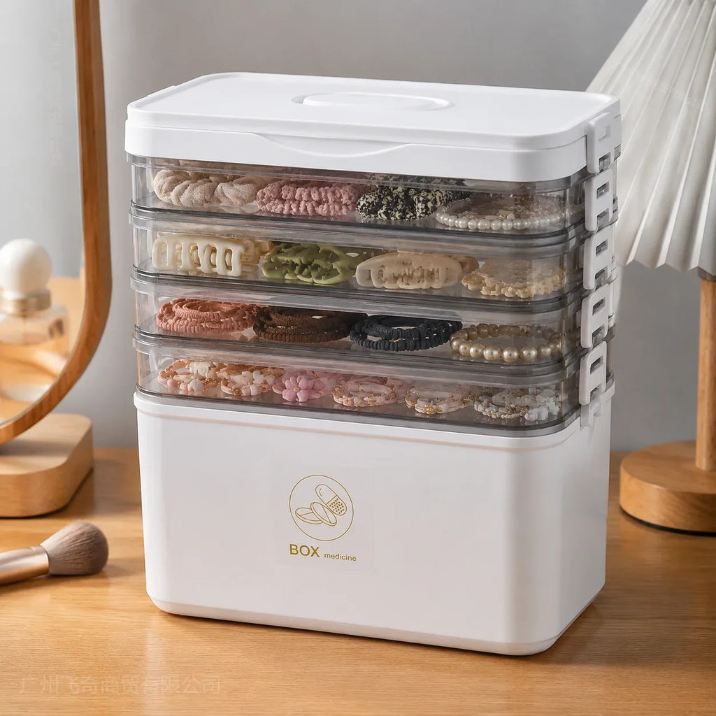 Multi-Tier First Aid and Small-Item Storage Box, 2 to 5 Layers