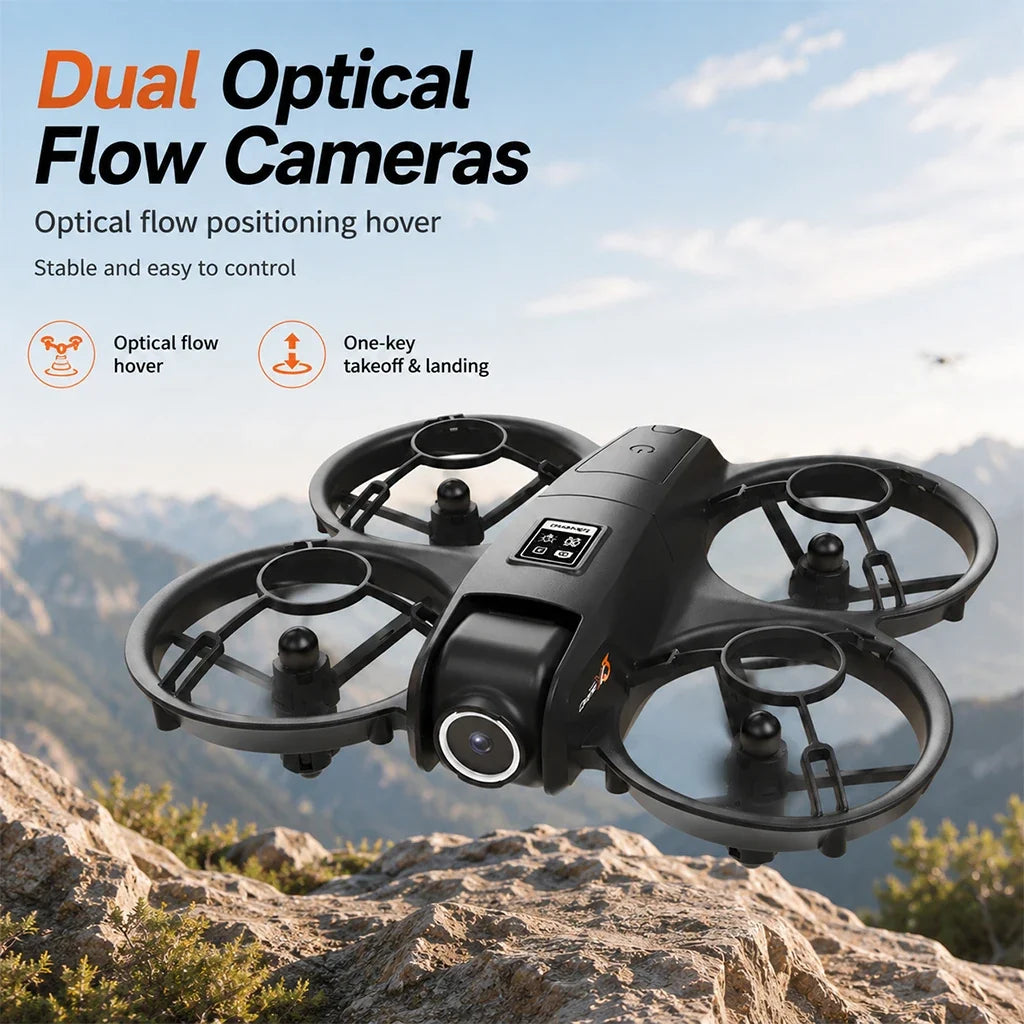 ZNLYRION  Mini Full Protective Drone YL3PK With 2.4 Inch Screen Remote Dual Camera Optical Flow Hover 2 Batteries Indoor RC Quadcopter