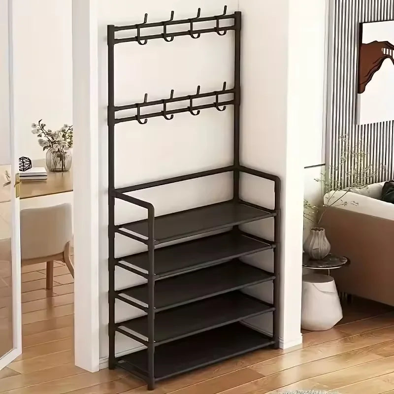 Five Layer Shoe Rack Simple Shoe Rack Integrated Storage Rack Household Shoe Rack Multifunctional Clothes Rack Coat Rack