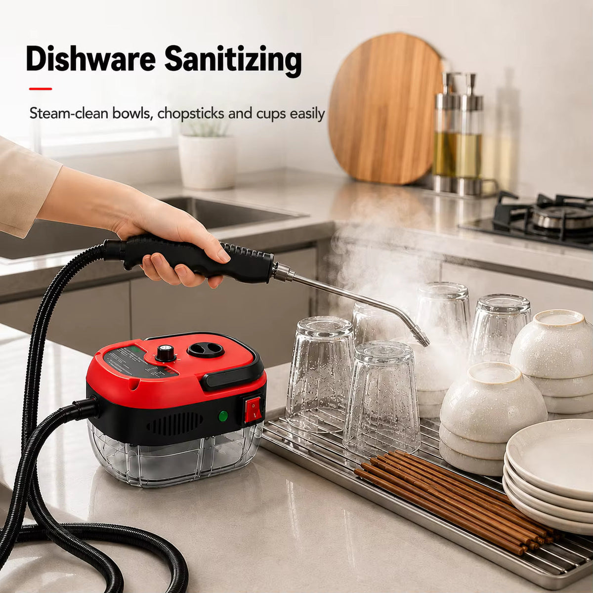 High-Pressure Steam Cleaner, 105°C, 3 Bar, 6 Steam Levels