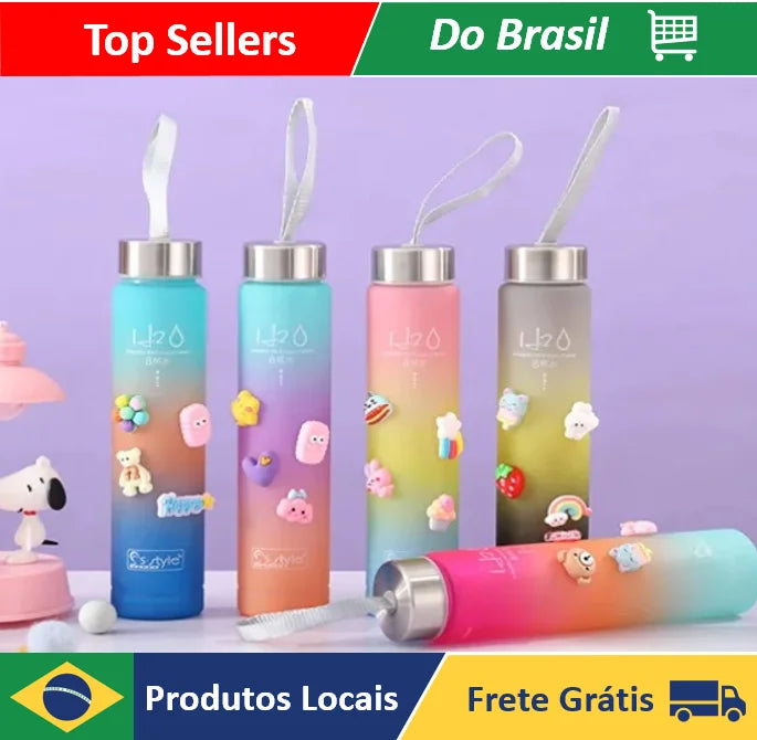 300ml Bottle of Water Motivational in Portuguese Squeeze Capacity