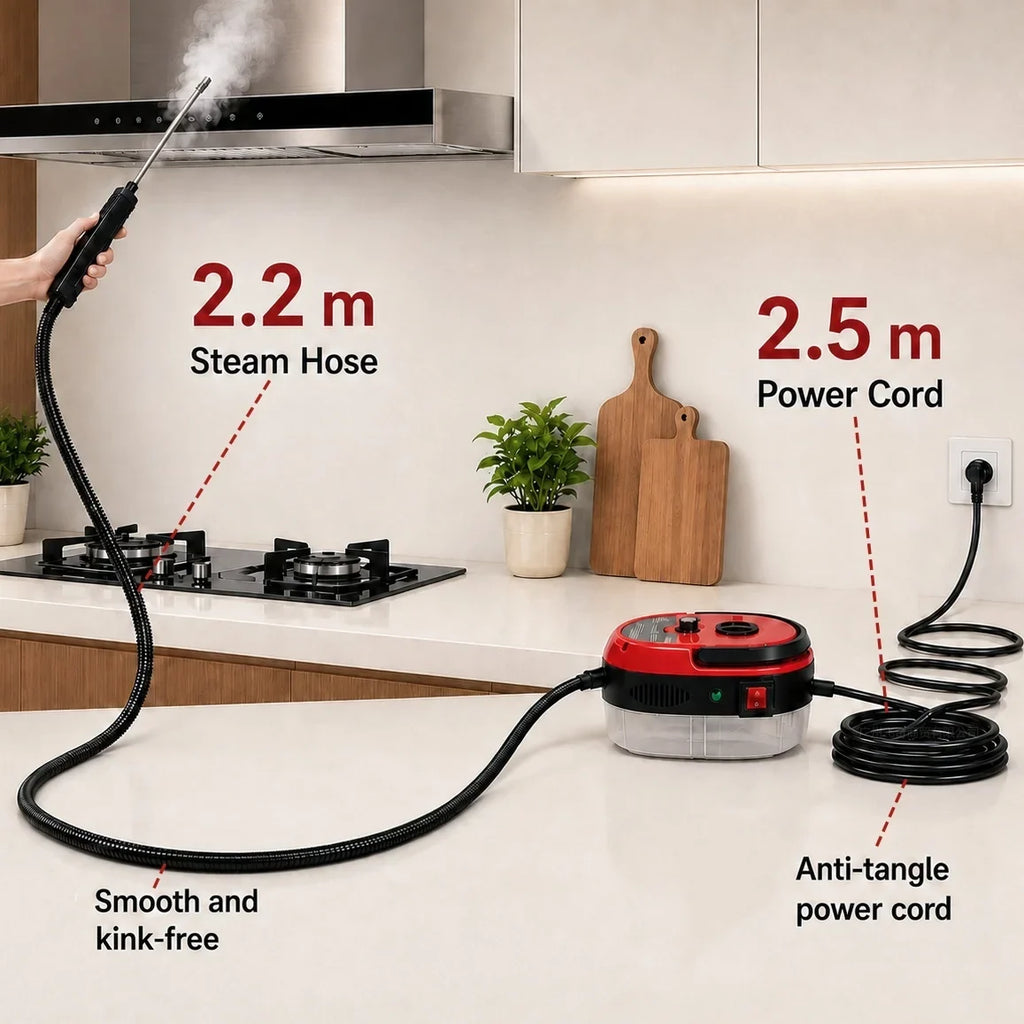 High-Pressure Steam Cleaner, 105°C, 3 Bar, 6 Steam Levels