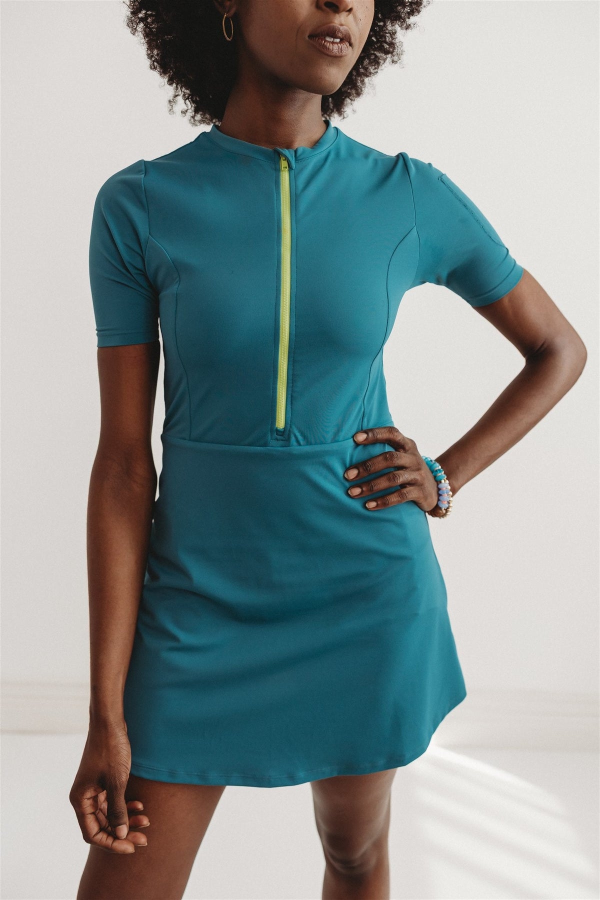 The Blair Resort Swim Dress | UPF 50+ Short Sleeve Swim Dress with Built-In Shorts