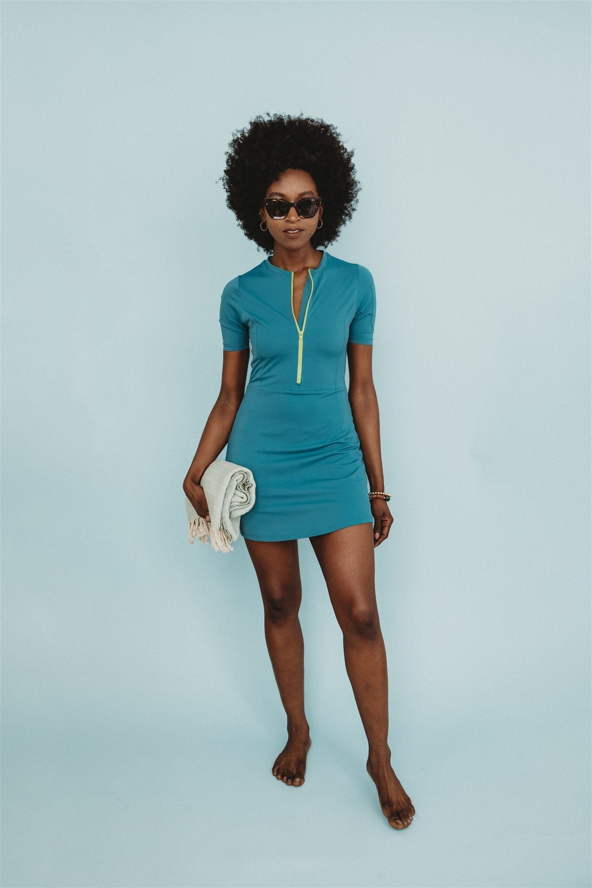 The Blair Resort Swim Dress | UPF 50+ Short Sleeve Swim Dress with Built-In Shorts