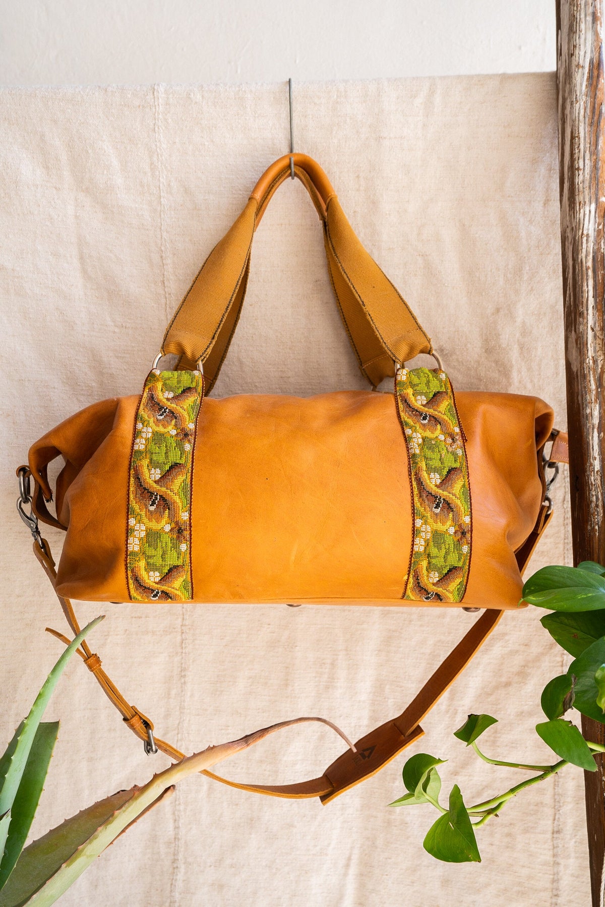 Woven Strap Duffel - Tan