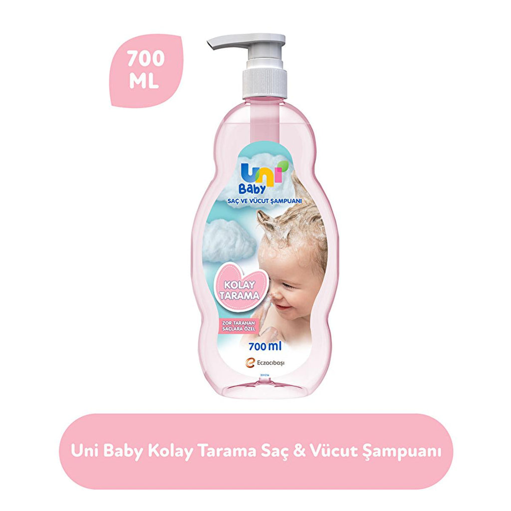 Uni Baby Easy Combing Hair and Body Shampoo - Gentle Detangling Baby Shampoo 700ml