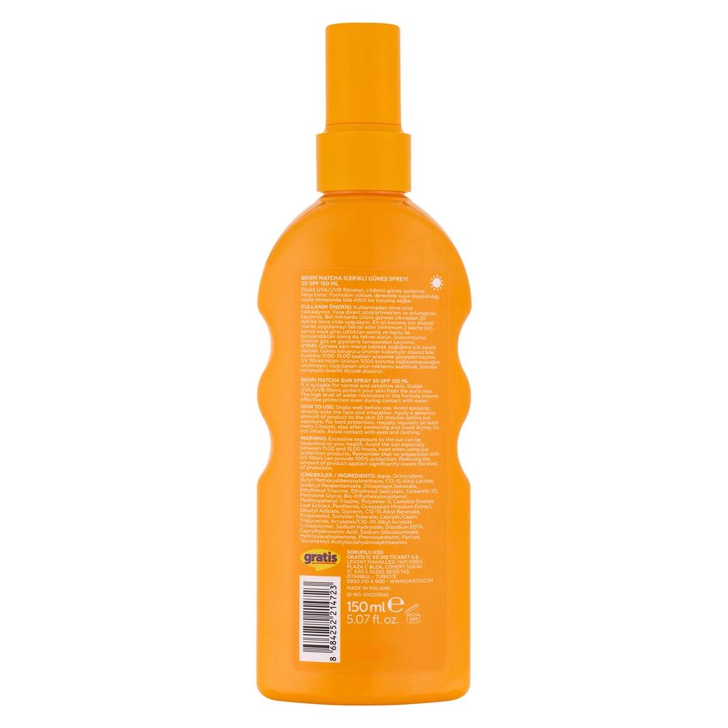 Benri Matcha SPF 50 Sunscreen Spray with Green Tea 150 ml