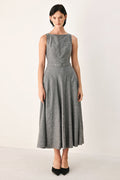 SILVER LINING BELTED A-LINE MIDI DRESS