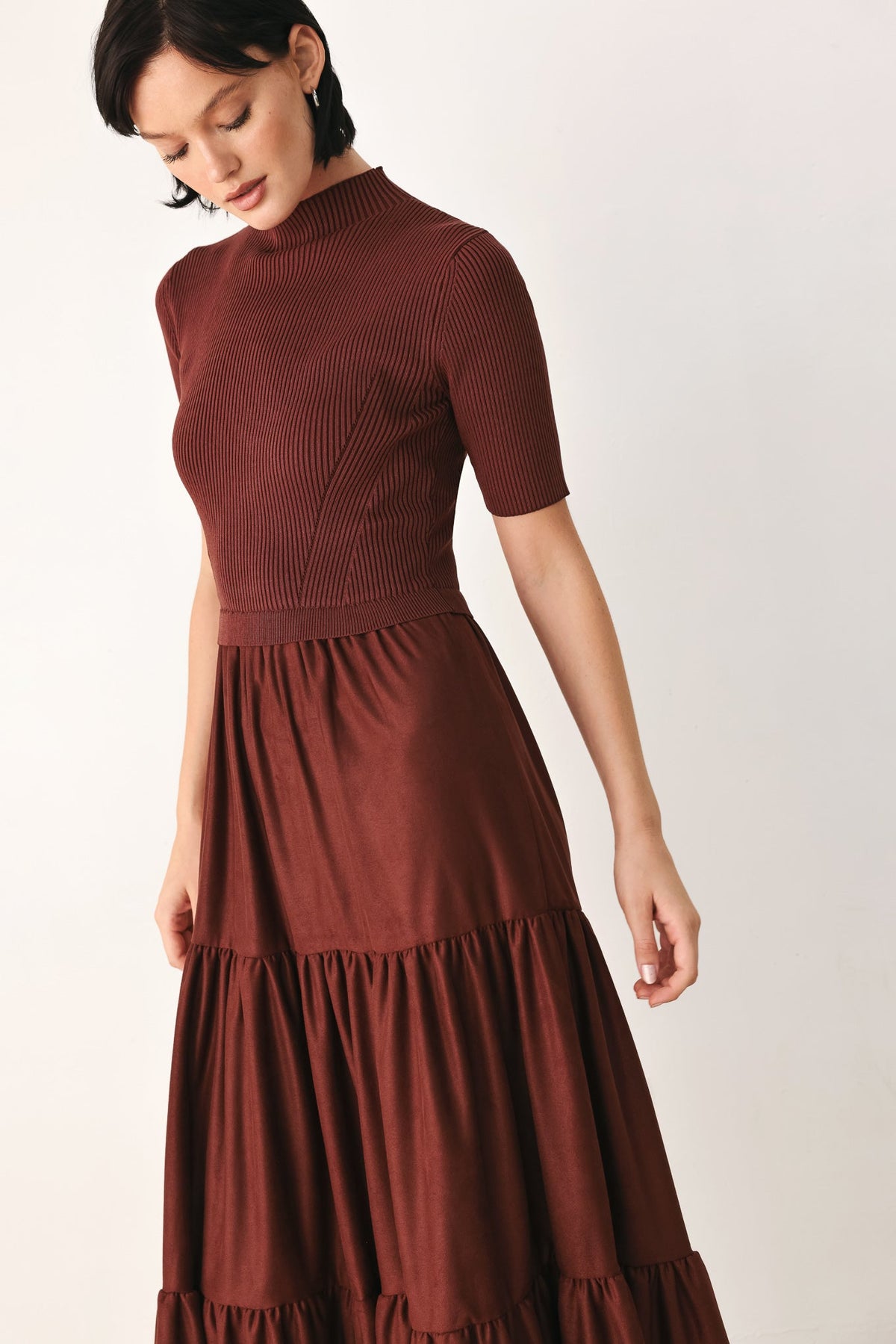 AUTUMN LOVE STORY TIERED MIDI DRESS