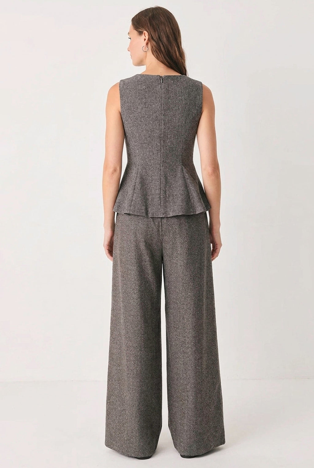COCOA STRUCTURE BROWN WIDE-LEG PANTS