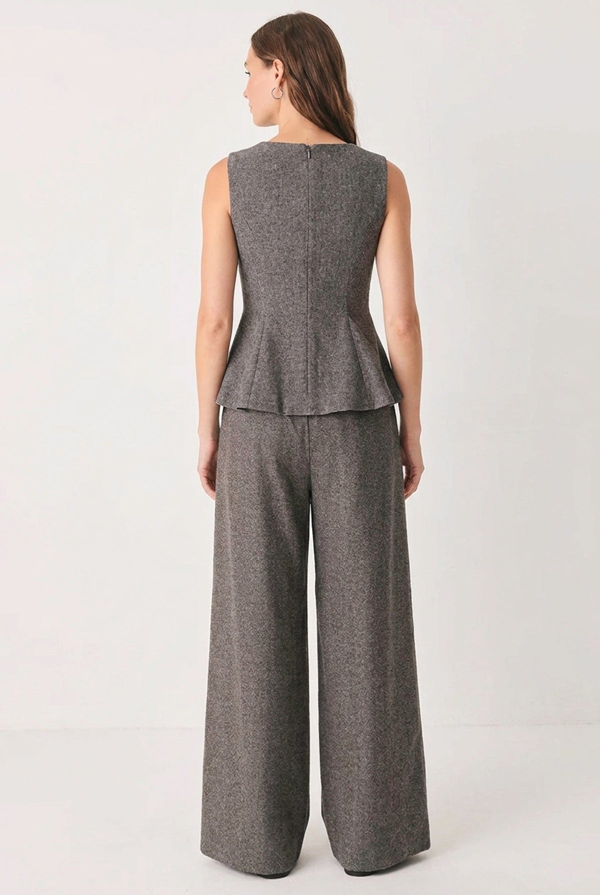 COCOA STRUCTURE BROWN WIDE-LEG PANTS