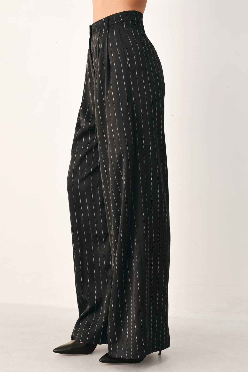 CITY AFTER DARK STRIPED WIDE LEG PANTS